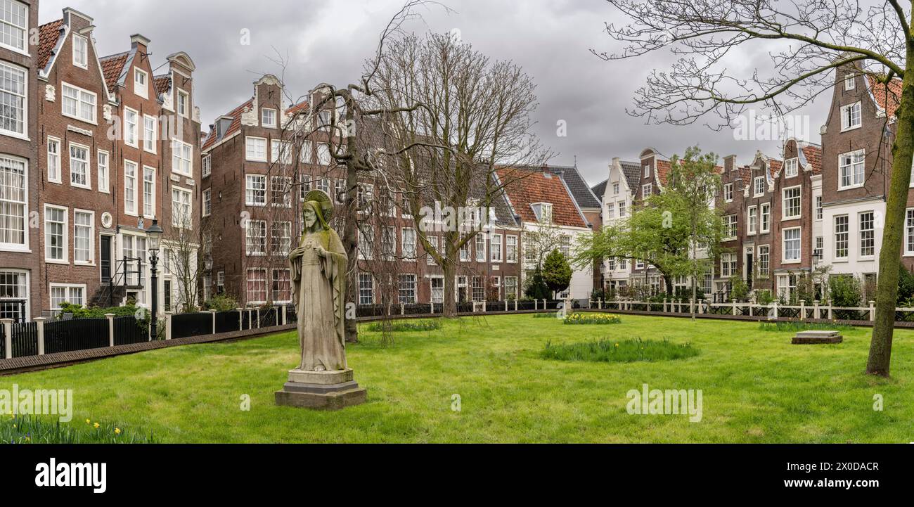 Begijnhof, maisons des Béguines, sororité catholique laïque, Amsterdam, pays-Bas Banque D'Images