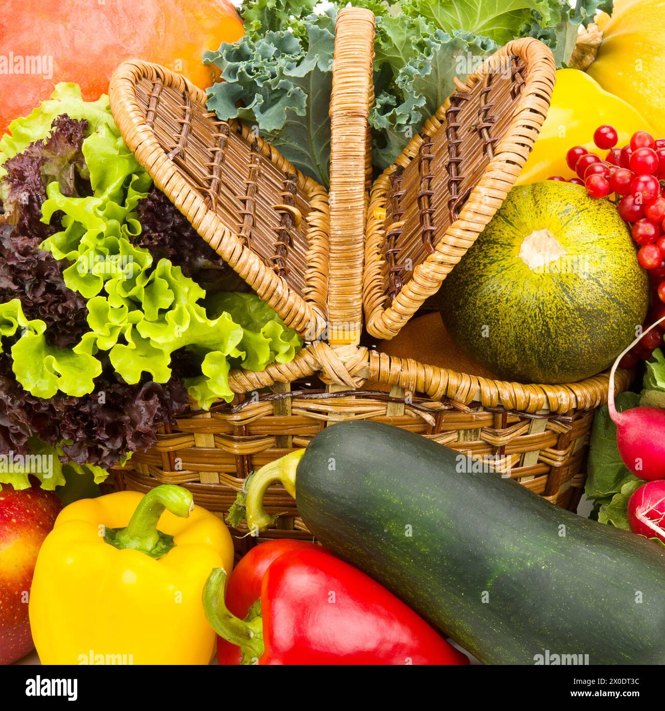 Légumes et fruits sains - contexte. Banque D'Images