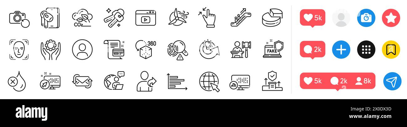 Pack d'icônes de faux Internet, Internet et Headshot. Pour l'application Web. Icônes de médias sociaux. Vecteur Illustration de Vecteur