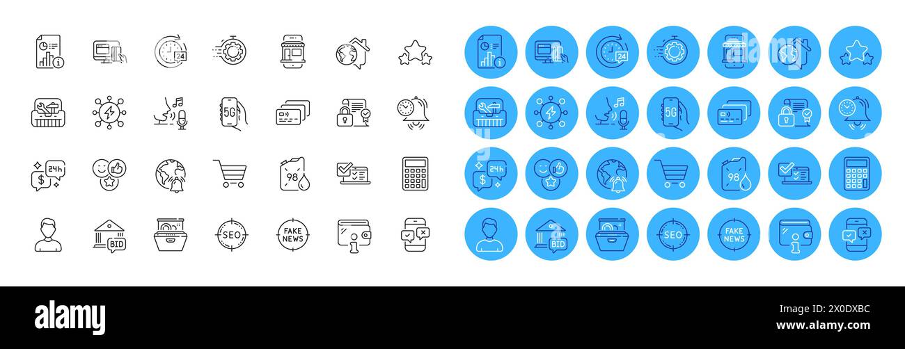 Notification Internet, lave-vaisselle et pack d'icônes Marketplace. Pour l'application Web. Boutons d'icône de couleur. Vecteur Illustration de Vecteur