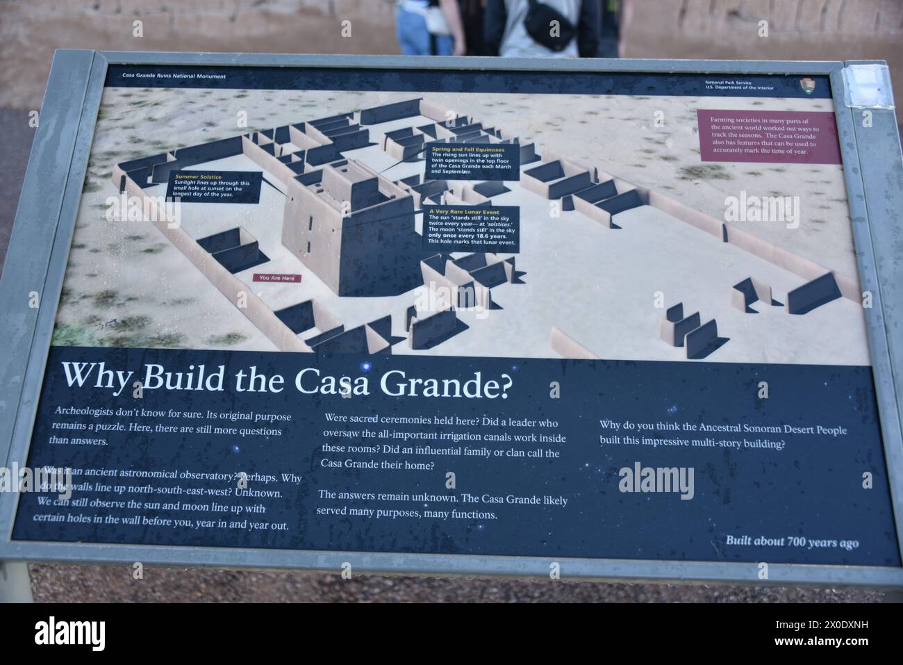 Coolidge, Arizona, États-Unis, 16 mars 2024. Monument national des ruines de Casa Grande en 1918. Mystère entoure cette unique circa 1350 A.D. 4 étages "caliche" Banque D'Images