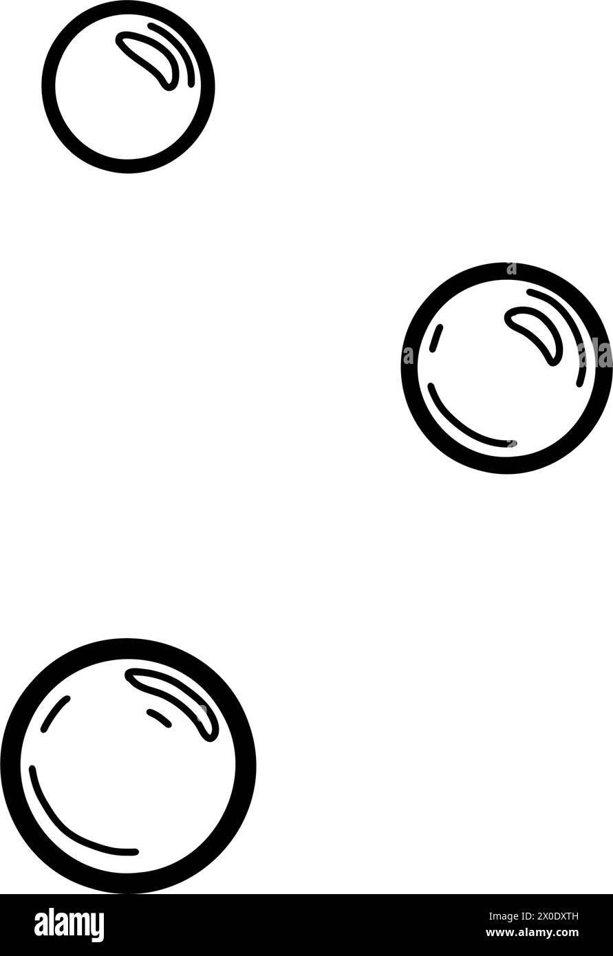 Bulles d'eau ou de savon isolées sur fond blanc. Illustration vectorielle dessinée à la main, ligne choisie Illustration de Vecteur