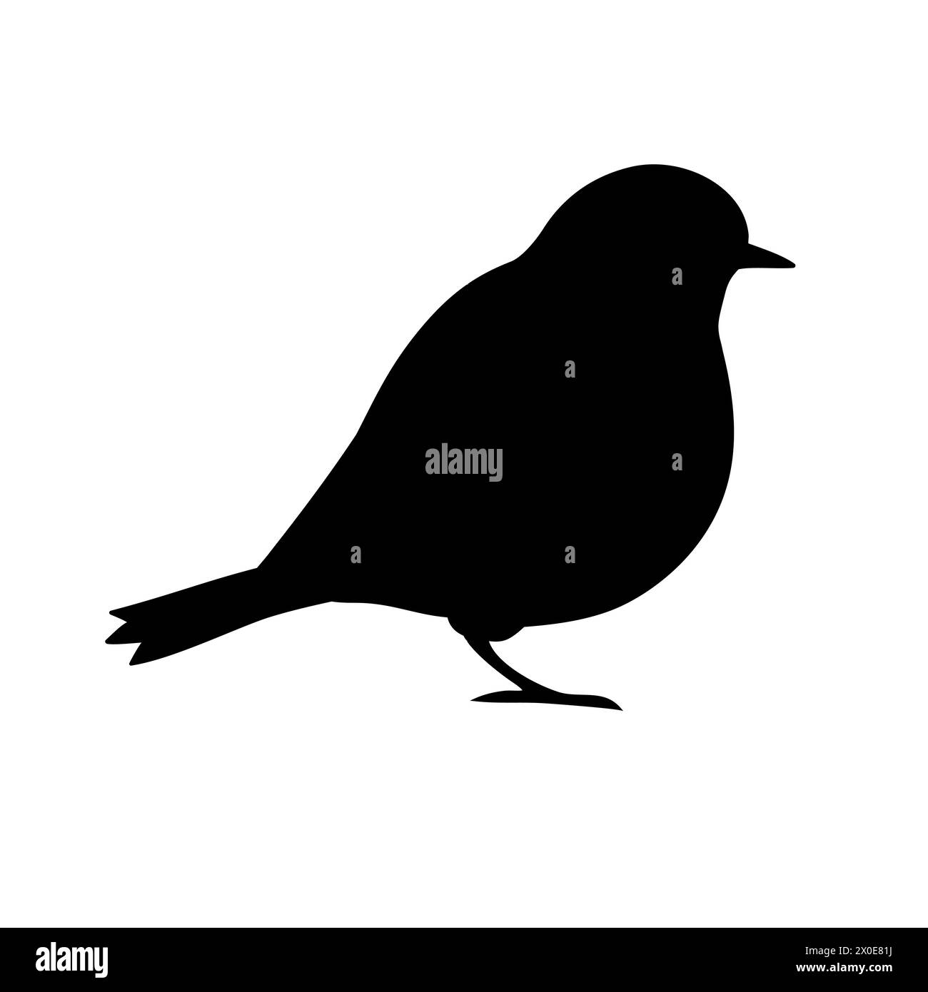 Silhouette d'oiseau robin plat dessinée par vecteur à la main isolée sur fond blanc Illustration de Vecteur