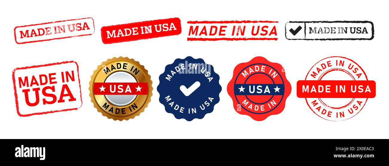 fabriqué aux états-unis timbre et signe de badge de sceau pour l'industrie manufacturée d'entreprise de produit de pays Illustration de Vecteur
