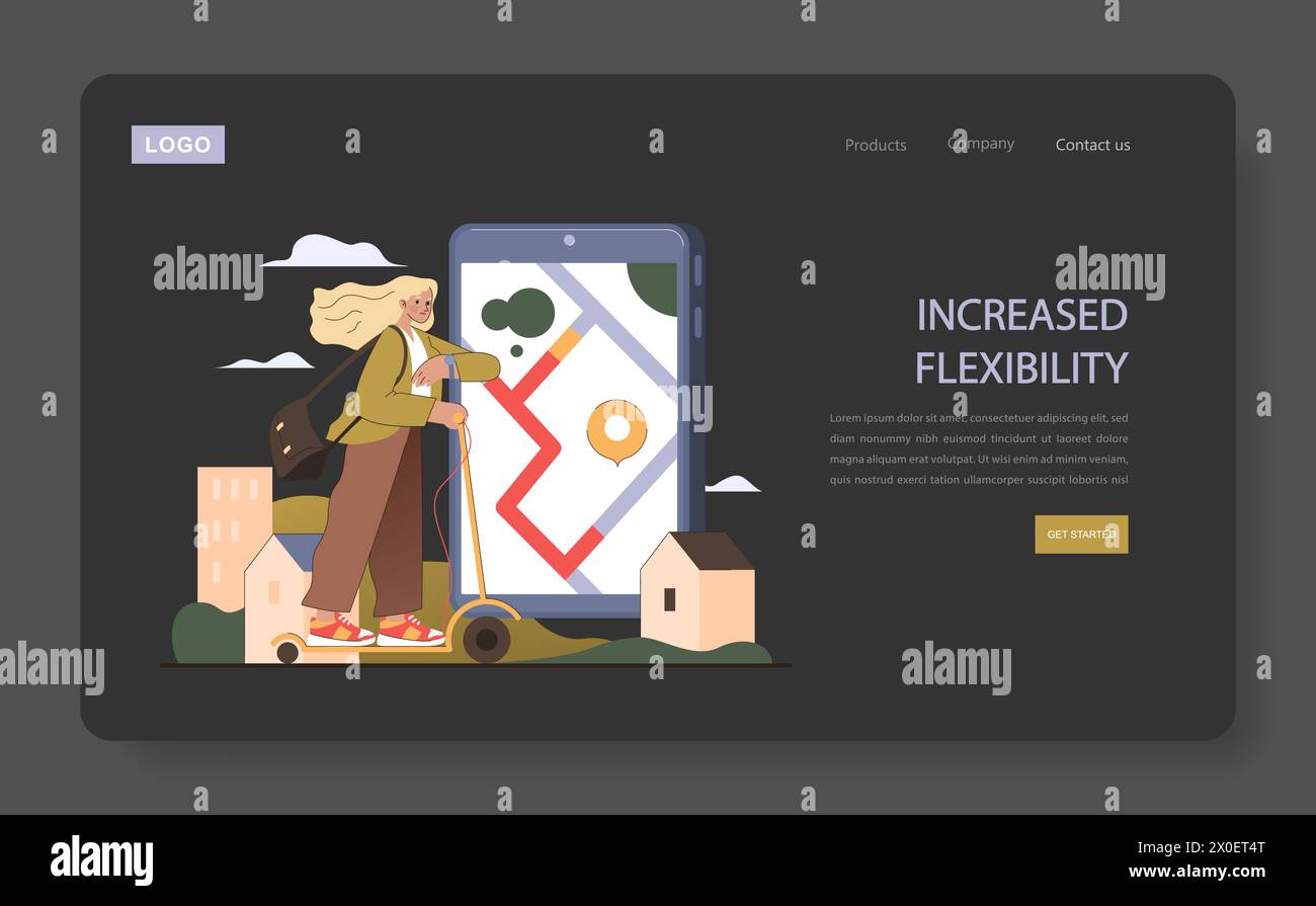 Concept de flexibilité accrue. Déplacements urbains sans effort grâce à la technologie à portée de main. Naviguer sur les chemins de la vie avec facilité. Illustration de Vecteur