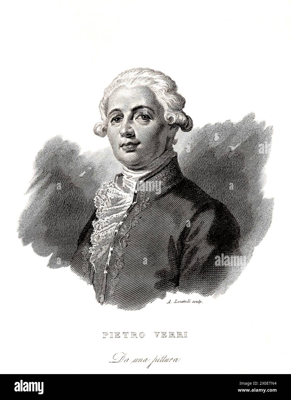 1765 c., Milan , ITALIE : le noble illuministe italien , écrivain , économiste , philosophe et historien PIETRO VERRI ( 1728 - 1797 ) . Portrait gravé par Antonio Locatelli , XIXe siècle . - CONTE - ILLUMINISMO - ILLUMINISM - ILLUMINISTA - HISTOIRE - FOTO STORICHE - ITALIA - ECONOMIE - ECONOMISTA - FILOSOFIA - PHILOSOPHIE - FILOSOFO - SCRITTORE - LETTERATURA - STORICO - LITTÉRATURE - LETTERATO - INCISIONE - ILLUSTRAZIONE - GRAVURE ILLUSTRATION - NOBLESSE ITALIENNE - NOBILTÀ ITALIANA - nobile Italiano - perruque - parrucca - pizzo - dentelle - jabout - rouches --- Archivio GBB Banque D'Images