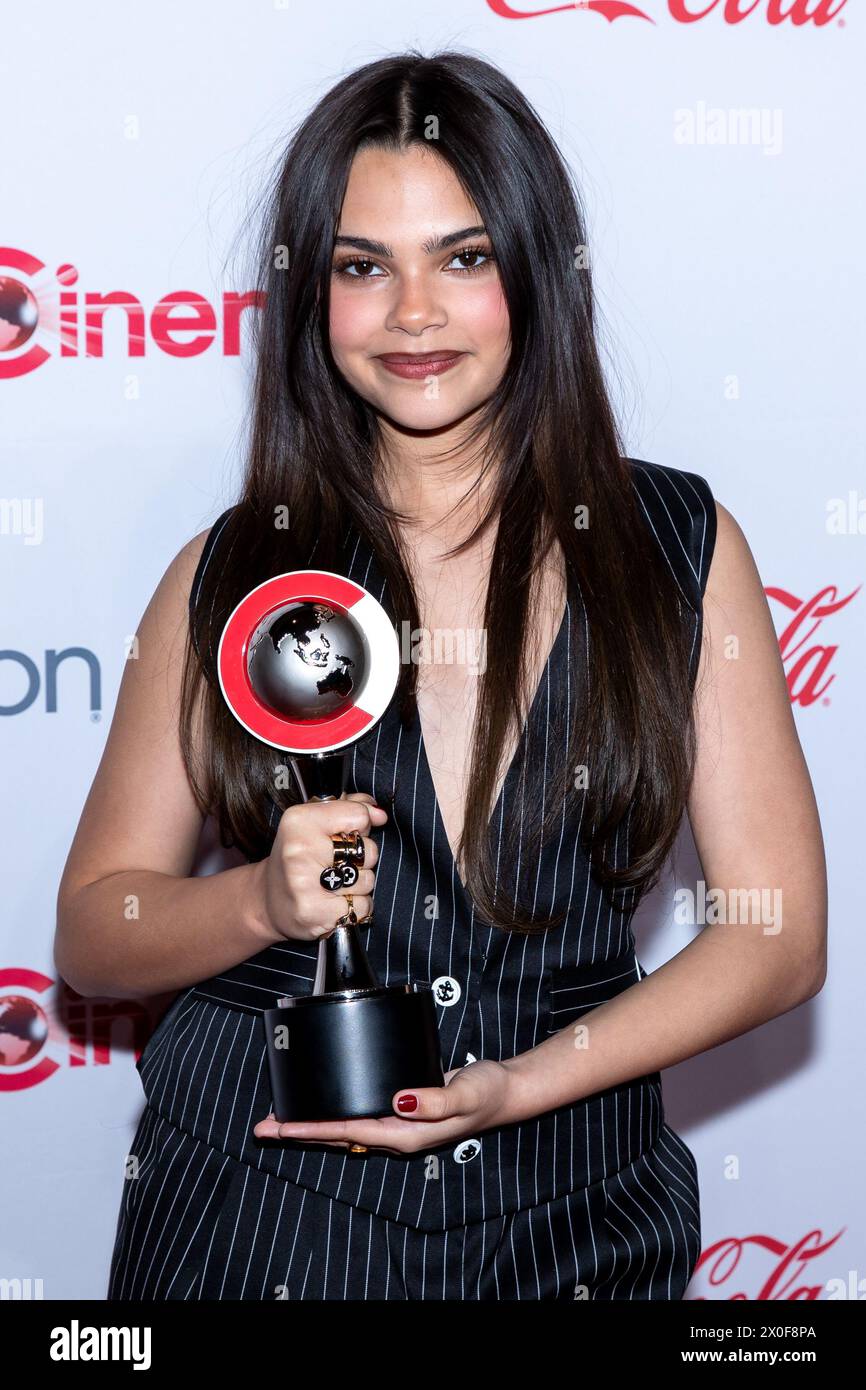 Las Vegas, États-Unis. 11 avril 2024. Ariana Greenblatt participe aux CinemaCon Big Screen Achievement Awards à OMNIA, Caesars Palace, à Las Vegas, Nevada, le 11 avril 2024. (Photo de Travis P Ball/Sipa USA) crédit : Sipa USA/Alamy Live News Banque D'Images