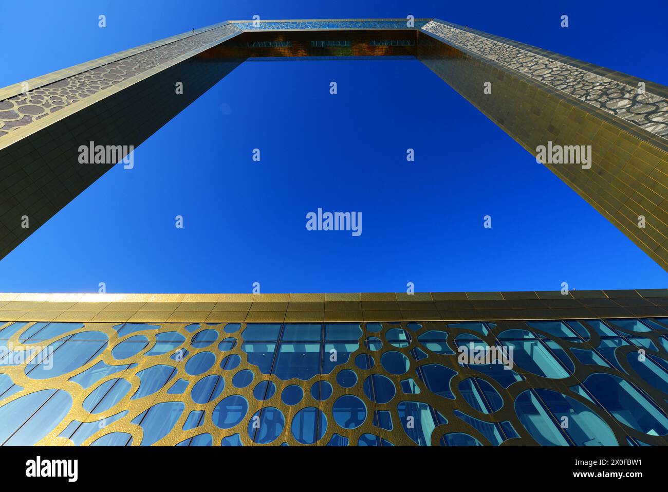 L'emblématique bâtiment Dubai Frame à Dubaï, Émirats arabes Unis. Banque D'Images