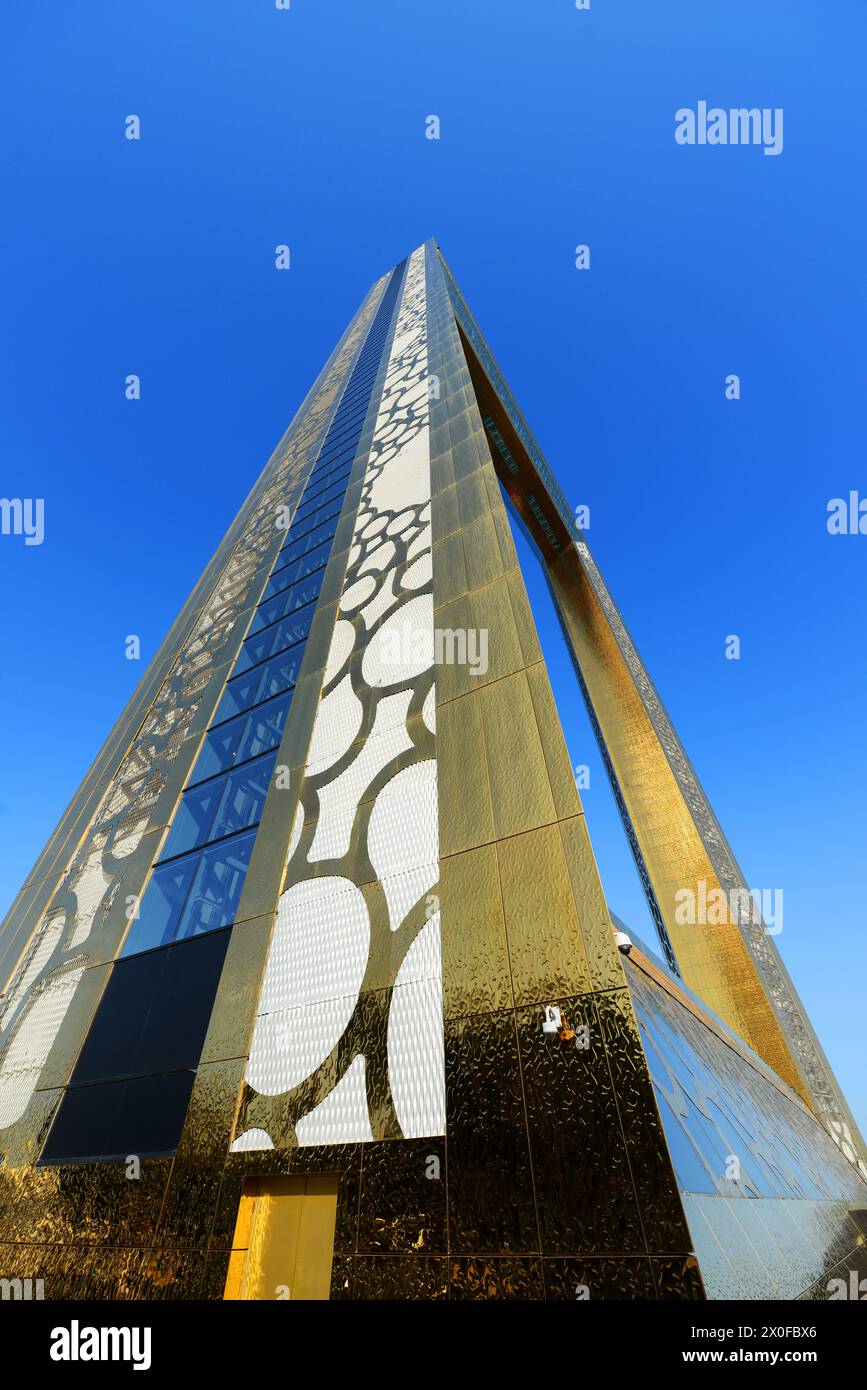 L'emblématique bâtiment Dubai Frame à Dubaï, Émirats arabes Unis. Banque D'Images