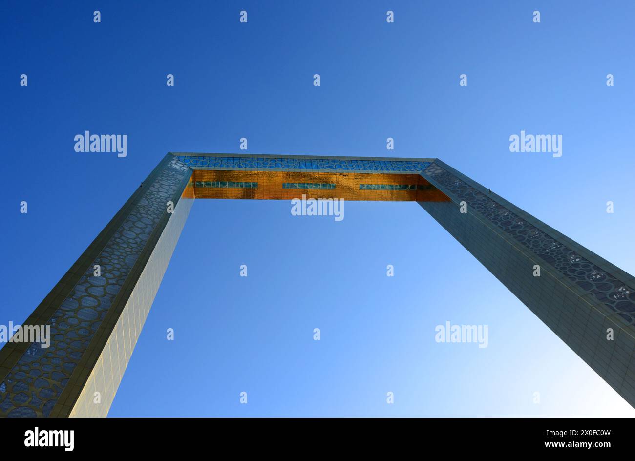 L'emblématique bâtiment Dubai Frame à Dubaï, Émirats arabes Unis. Banque D'Images