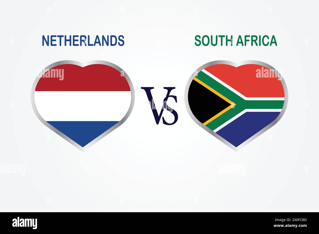 Pays-Bas vs Afrique du Sud, concept de match de cricket avec illustration créative des pays participants drapeau Batsman et Hearts isolés sur blanc Illustration de Vecteur