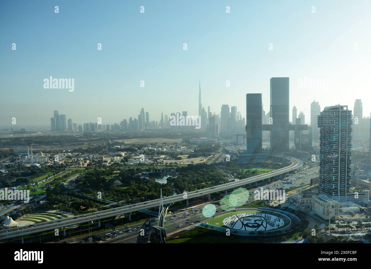 Horizon de Dubaï vu de l'observatoire du Dubai Frame. Banque D'Images