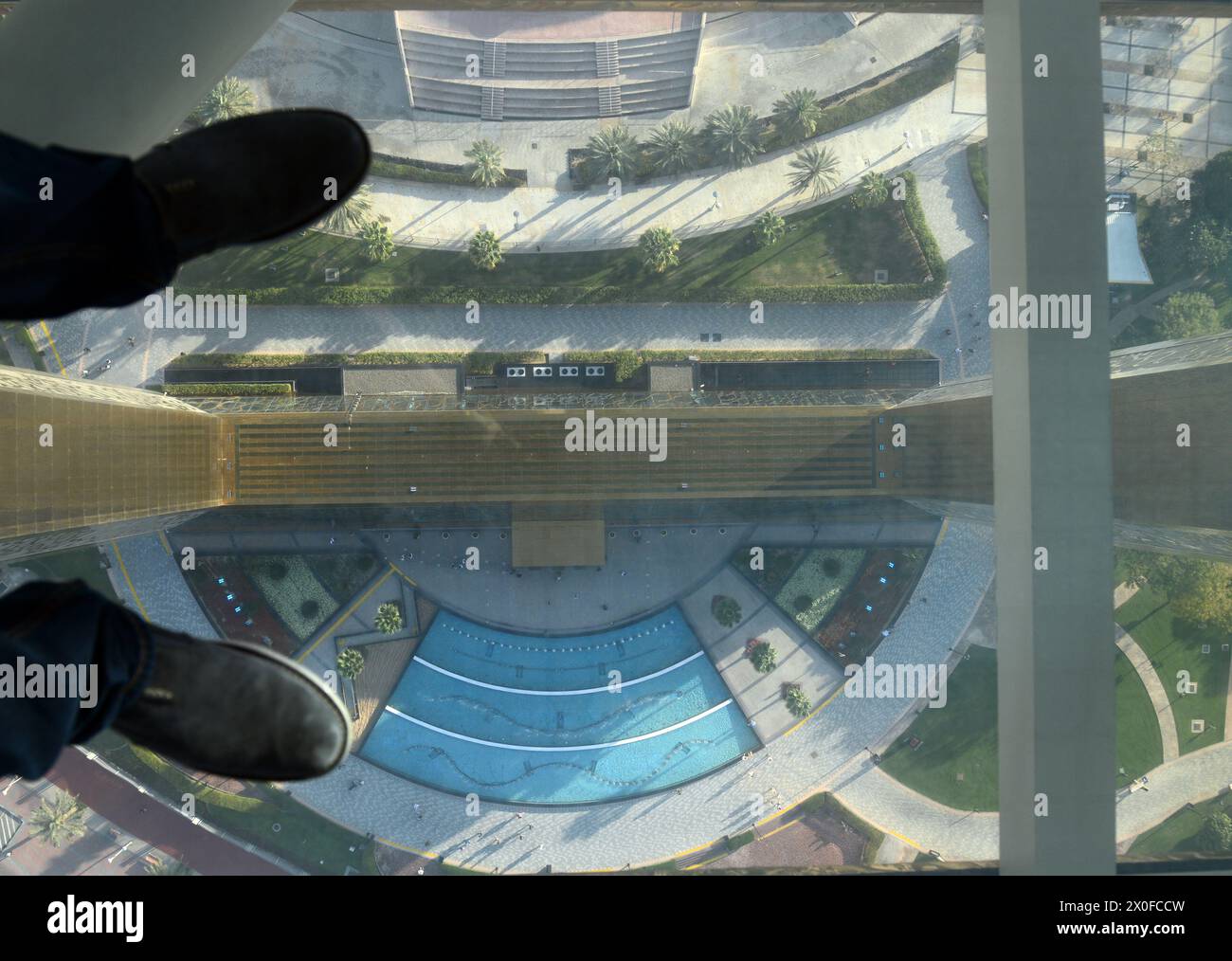 Vue sur l'emblématique bâtiment Dubai Frame à Dubaï, aux Émirats arabes Unis. Banque D'Images