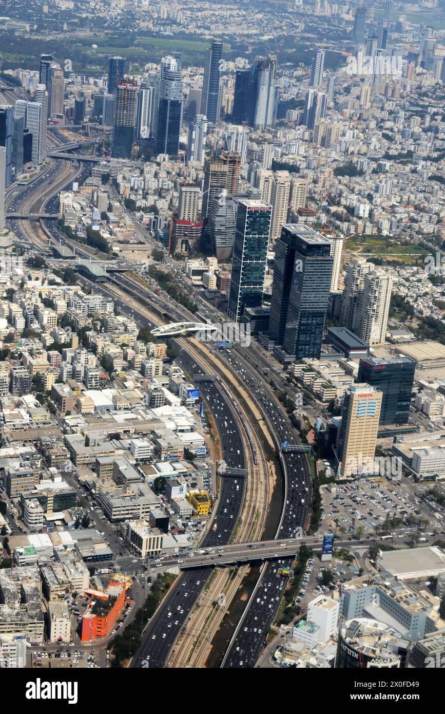 Vue aérienne des gratte-ciels modernes de tel-Aviv, Israël. Banque D'Images