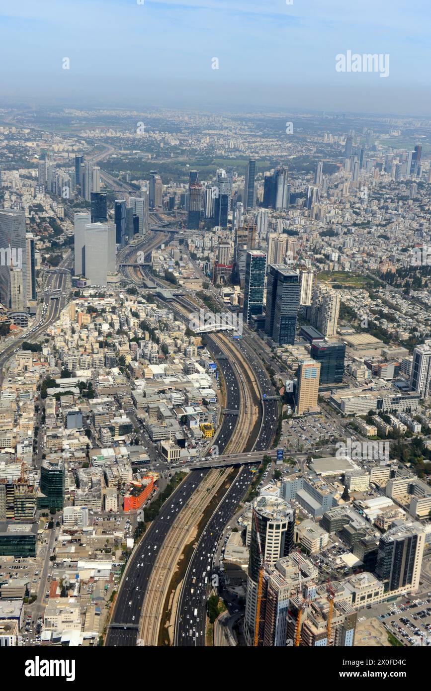 Vue aérienne des gratte-ciels modernes de tel-Aviv, Israël. Banque D'Images