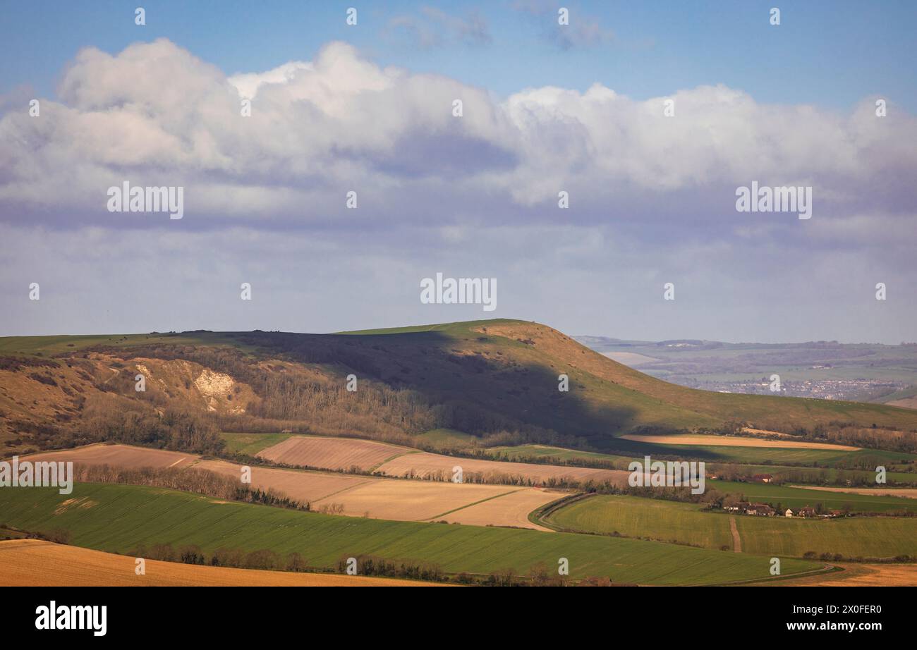 Vue sur Bo Peep et les descentes sud de Wilmington Hill est Sussex sud-est de l'Angleterre Royaume-Uni Banque D'Images