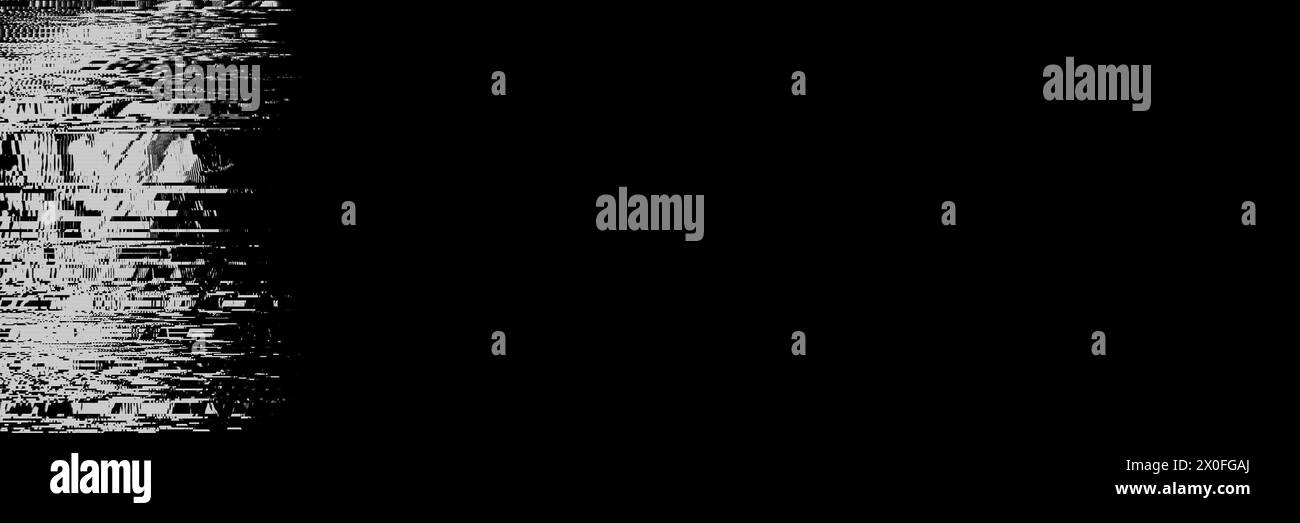 Abstrait Black White Glitch Banner Design texture de fond Banque D'Images