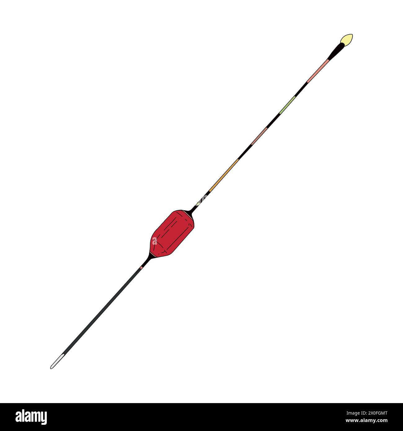 Pêche flotteur bobber liège vecteur d'illustration de matériel. Dessin de ligne de menneigement d'appât. Contour de silhouette. Outil de pêche à la ligne. Sharp triple catch sport Illustration de Vecteur