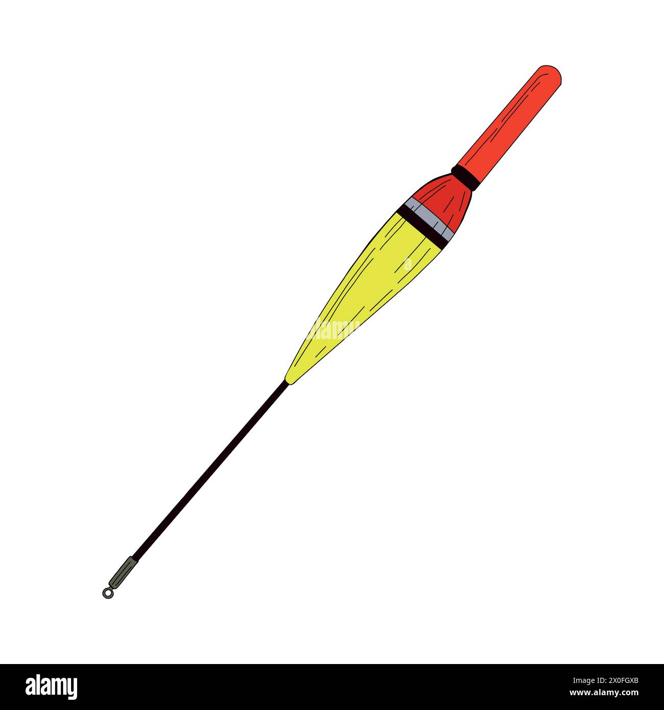 Pêche flotteur bobber liège vecteur d'illustration de matériel. Dessin de ligne de menneigement d'appât. Contour de silhouette. Outil de pêche à la ligne. Sharp triple catch sport Illustration de Vecteur