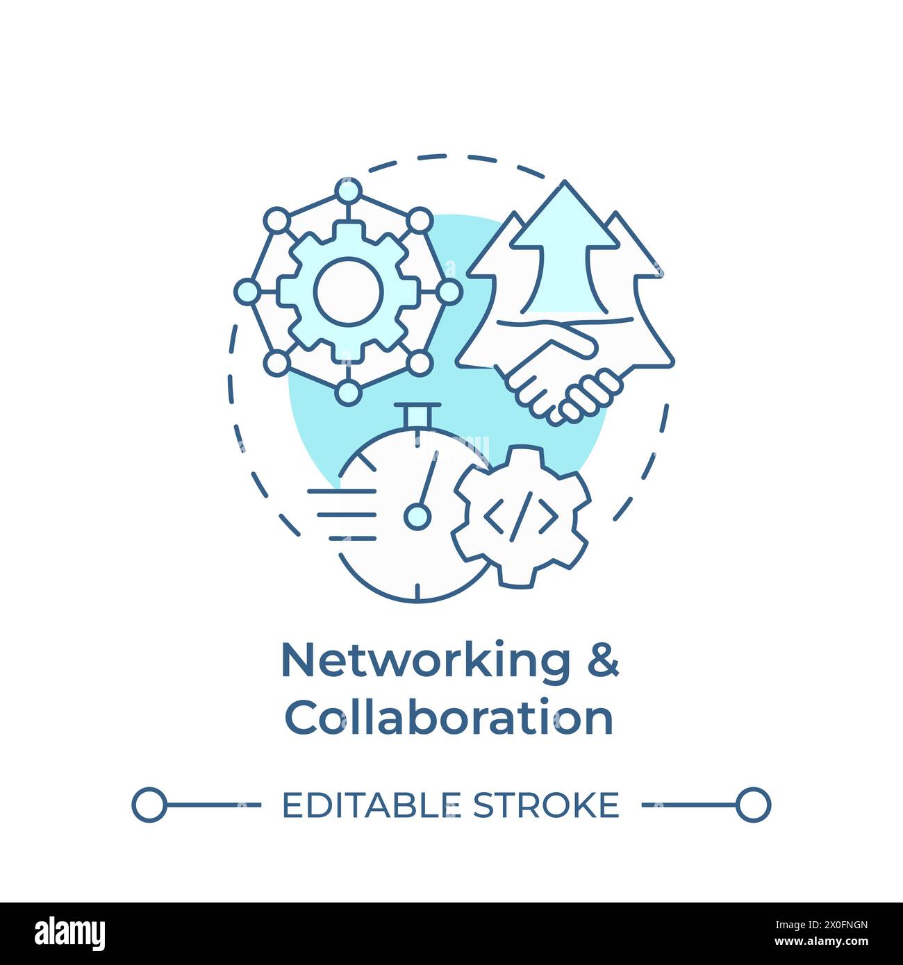 Icône de concept bleu doux de mise en réseau et de collaboration Illustration de Vecteur