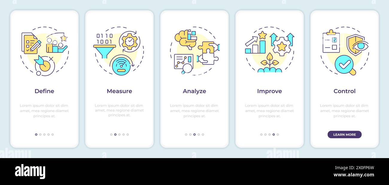 Écran de l'application mobile d'intégration de la méthodologie six sigma Illustration de Vecteur