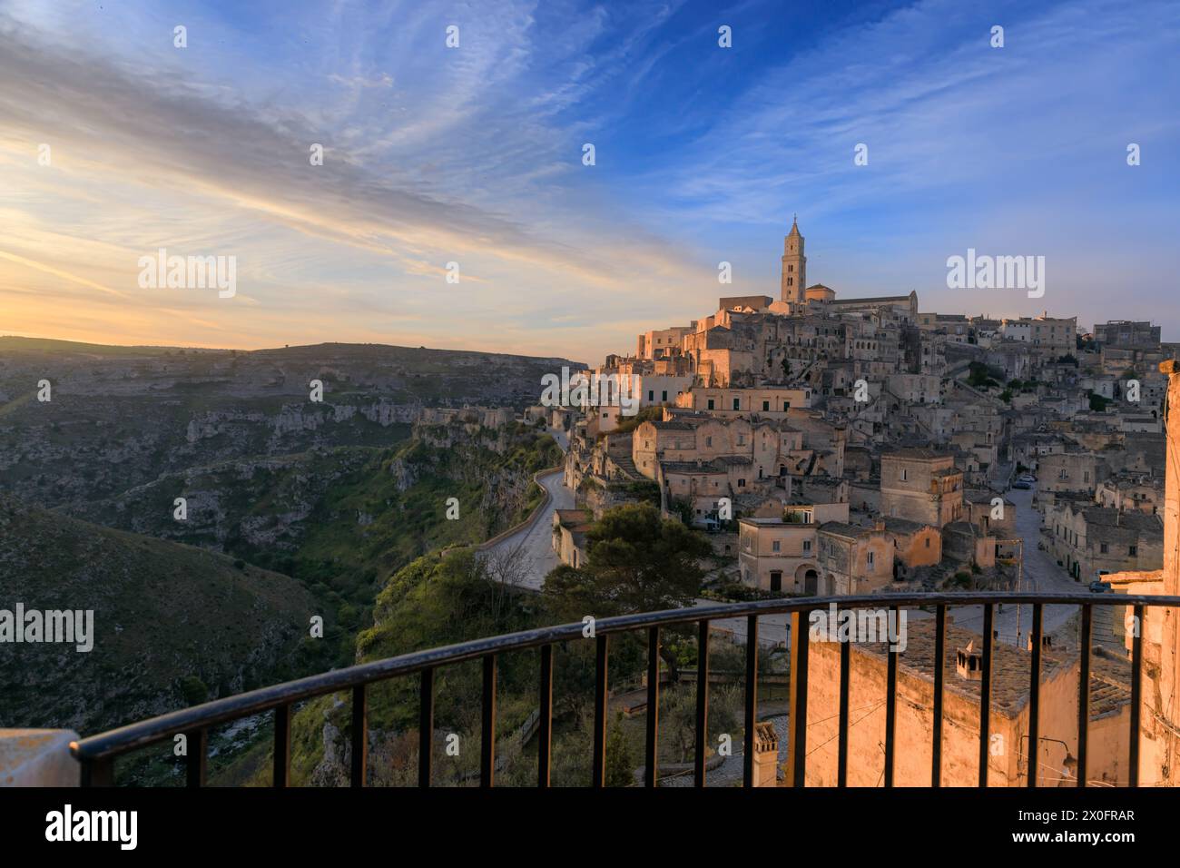 Sassi de Matera au lever du soleil, Italie. Banque D'Images