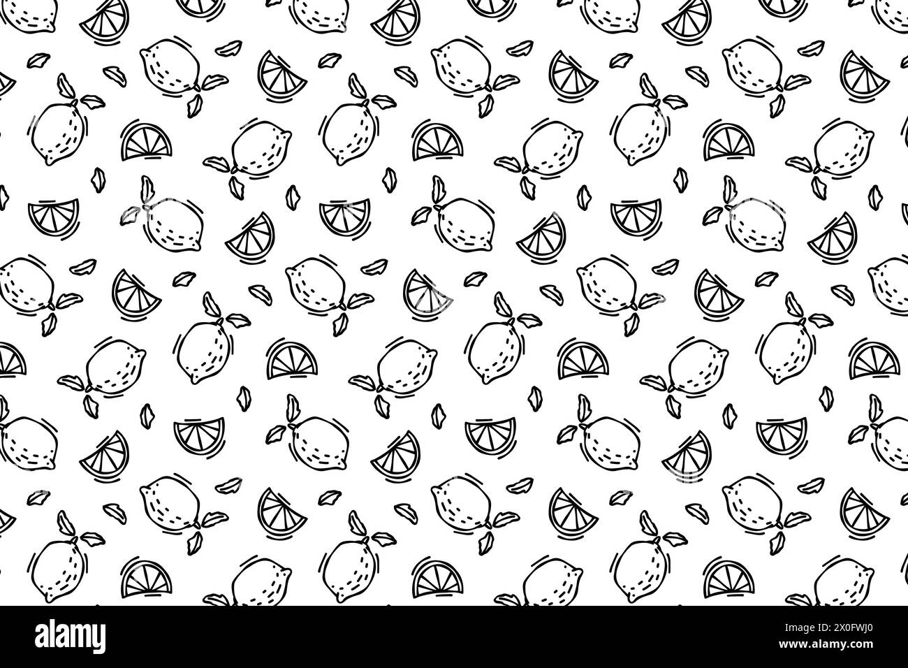 Beau croquis de citrons, motif sur fond blanc. Ligne agrumes dessiné fond tendance. Conception de fond pour cartes de vœux, invitations, Fab Illustration de Vecteur