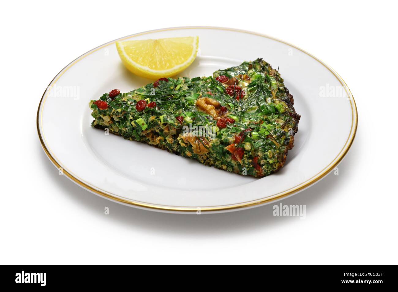 Kuku sabzi (frittata aux herbes), nourriture iranienne végétarienne Banque D'Images
