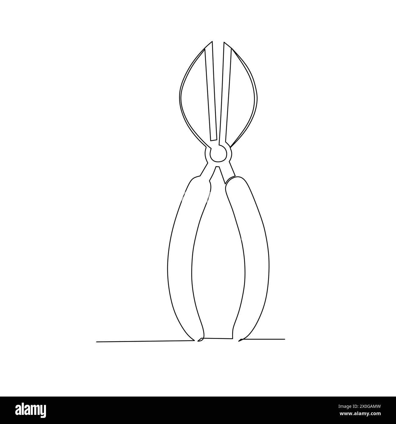 Dessin simple d'une illustration de pince. Conception d'outils pour vecteur de concept industriel. dessin continu sur une seule ligne. Illustration de Vecteur