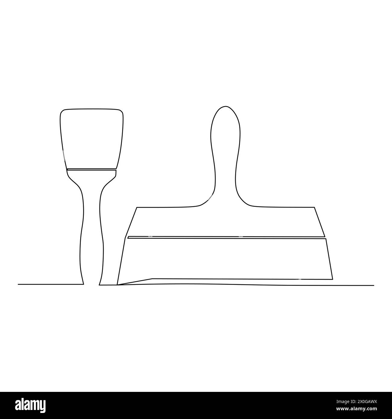 Une paire d'illustration de pinceau. Conception d'outils pour vecteur de concept industriel. dessin continu sur une seule ligne. Illustration de Vecteur