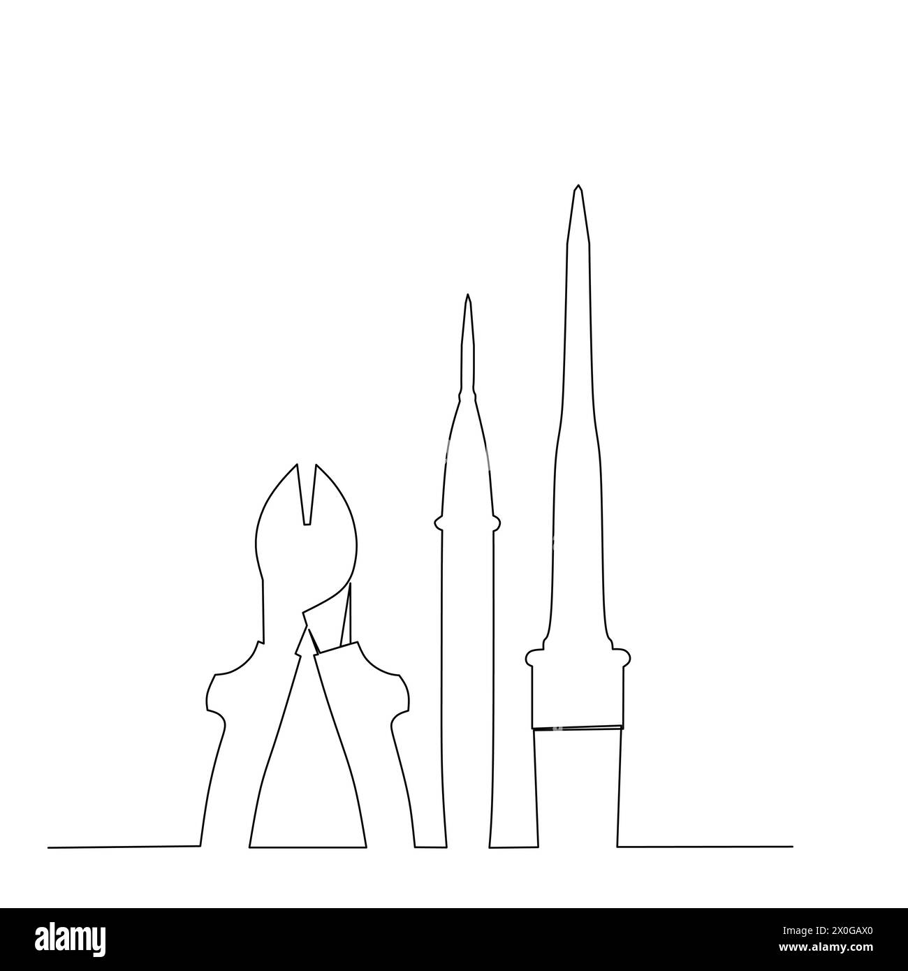 Un jeu d'outils dessin. Style dessiné à la main pour la conception d'illustration de menuiserie industrielle, d'ingénierie et de maison. Illustration de Vecteur