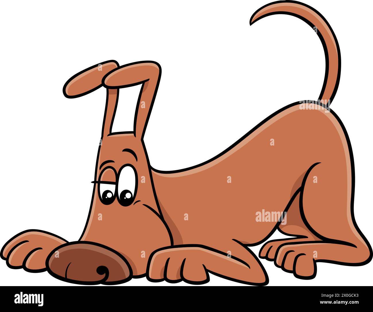 Illustration de dessin animé drôle reniflant le personnage animal comique de chien brun Illustration de Vecteur