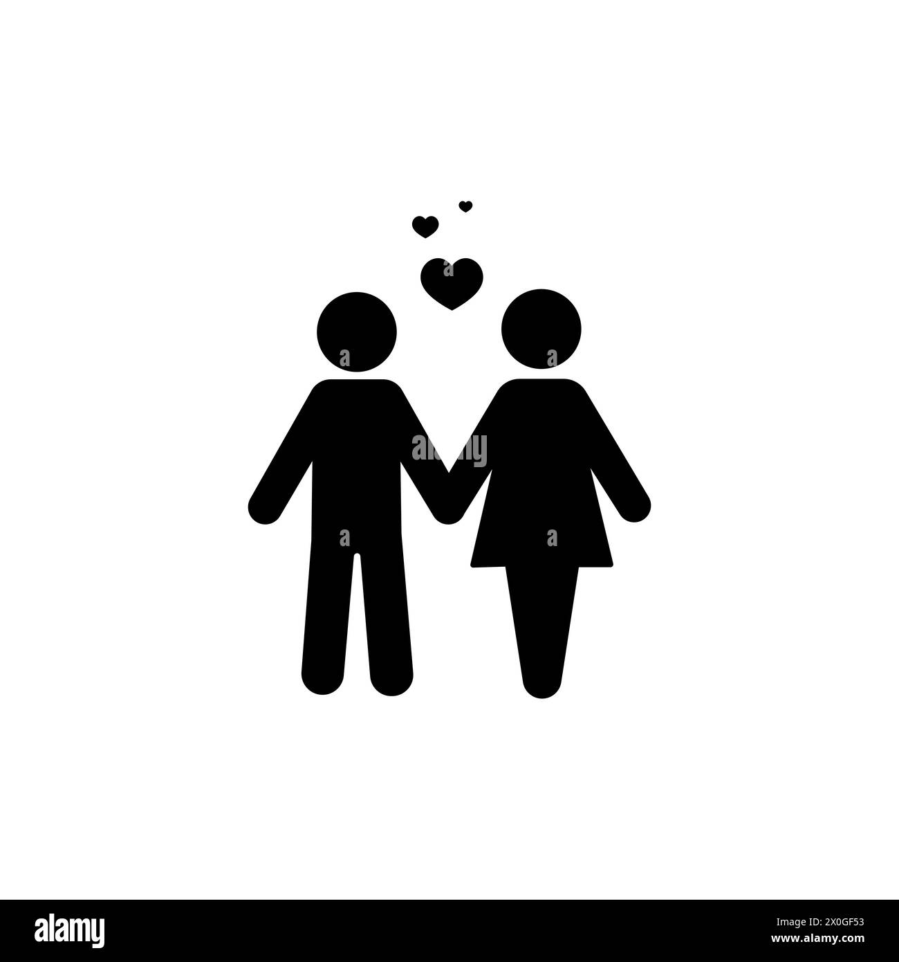Couple Love Silhouette pictogramme icône illustration vectorielle Illustration de Vecteur