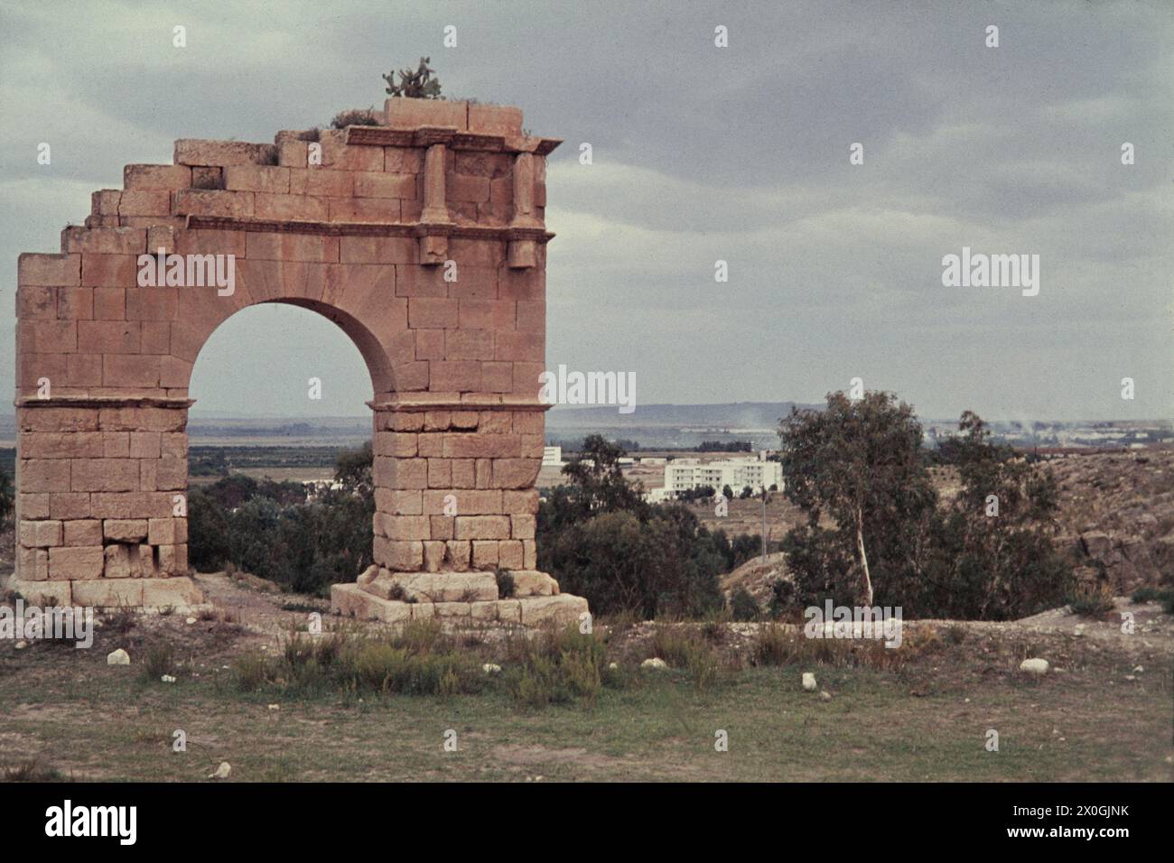 Ruines de l'arche triomphale de la ville romaine du cilium dans le Kasserine d'aujourd'hui. [traduction automatique] Banque D'Images