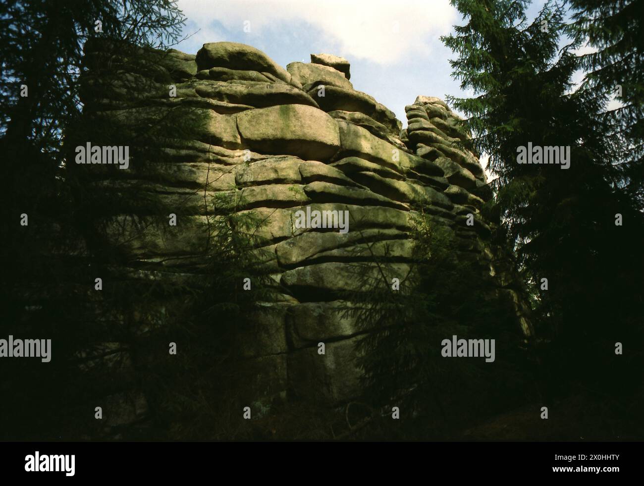 Fichtelgebirge une formation rocheuse sur le massif du Schneeberg [traduction automatique] Banque D'Images