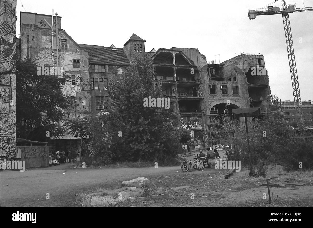 Le nom de Tacheles a été donné à l'ancien passage de Friedrichstrasse à Oranienburger Strasse par les artistes qui ont emménagé après la réunification. Le passage n'a survécu à la guerre que comme une ruine. Les artistes ont également empêché sa démolition après la réunification. Au contraire, il a été placé sous ordonnance de conservation et transformé en maison d'artistes. Les 4 photos montrent le développement de 1995 à 2006. Attendons de voir. On dit toujours qu'un investisseur a de grands plans pour le bâtiment. Dans tous les cas, la friche derrière le bâtiment s'étend jusqu'à Friedrichstrasse. [traduction automatique] Banque D'Images