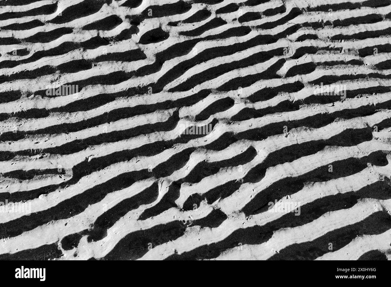 Formations de sable à marée basse sur la Grande Côte avant la barre de Monts. [traduction automatique] Banque D'Images