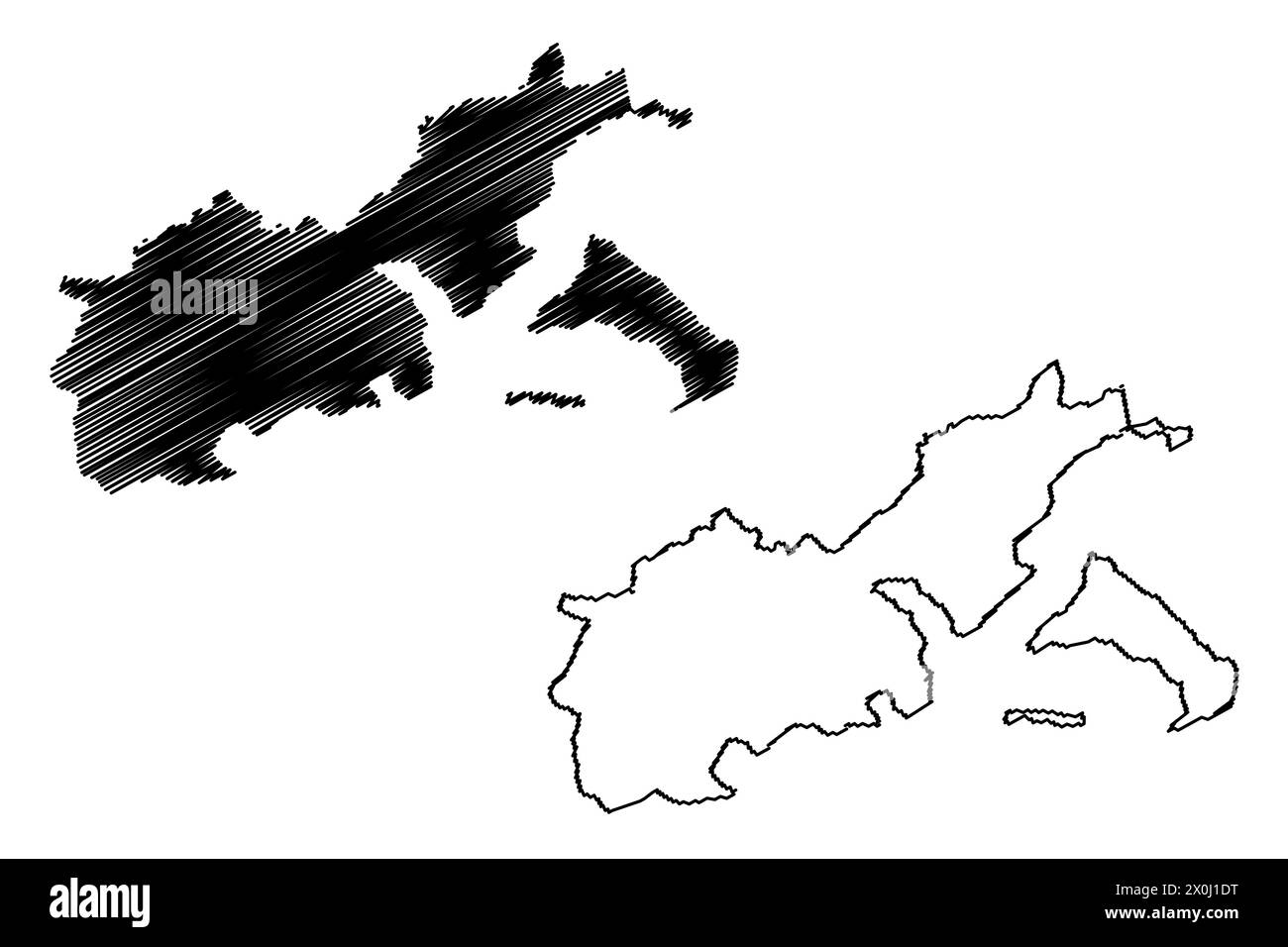 District de Lucerne (Suisse, Confédération suisse, Canton de Lucerne ou Lucerne) illustration vectorielle de carte, croquis griffonnant carte AMT Luzern Illustration de Vecteur
