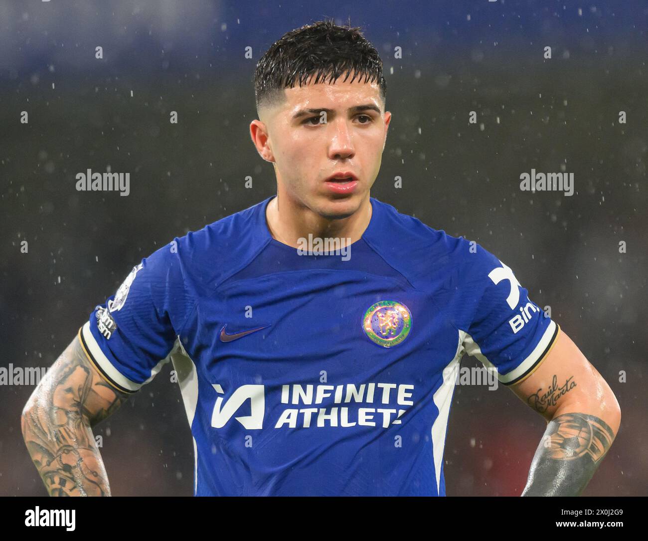 04 avril 2024 - Chelsea v Manchester United - premier League - Stamford Bridge. nzo Fernandez en action contre Manchester United photo : Mark pain / Alamy Live News Banque D'Images