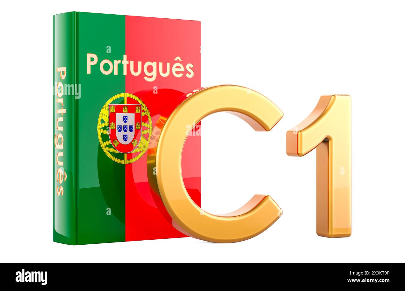 C1 niveau portugais, concept. Niveau Avancé, rendu 3D isolé sur fond blanc Banque D'Images