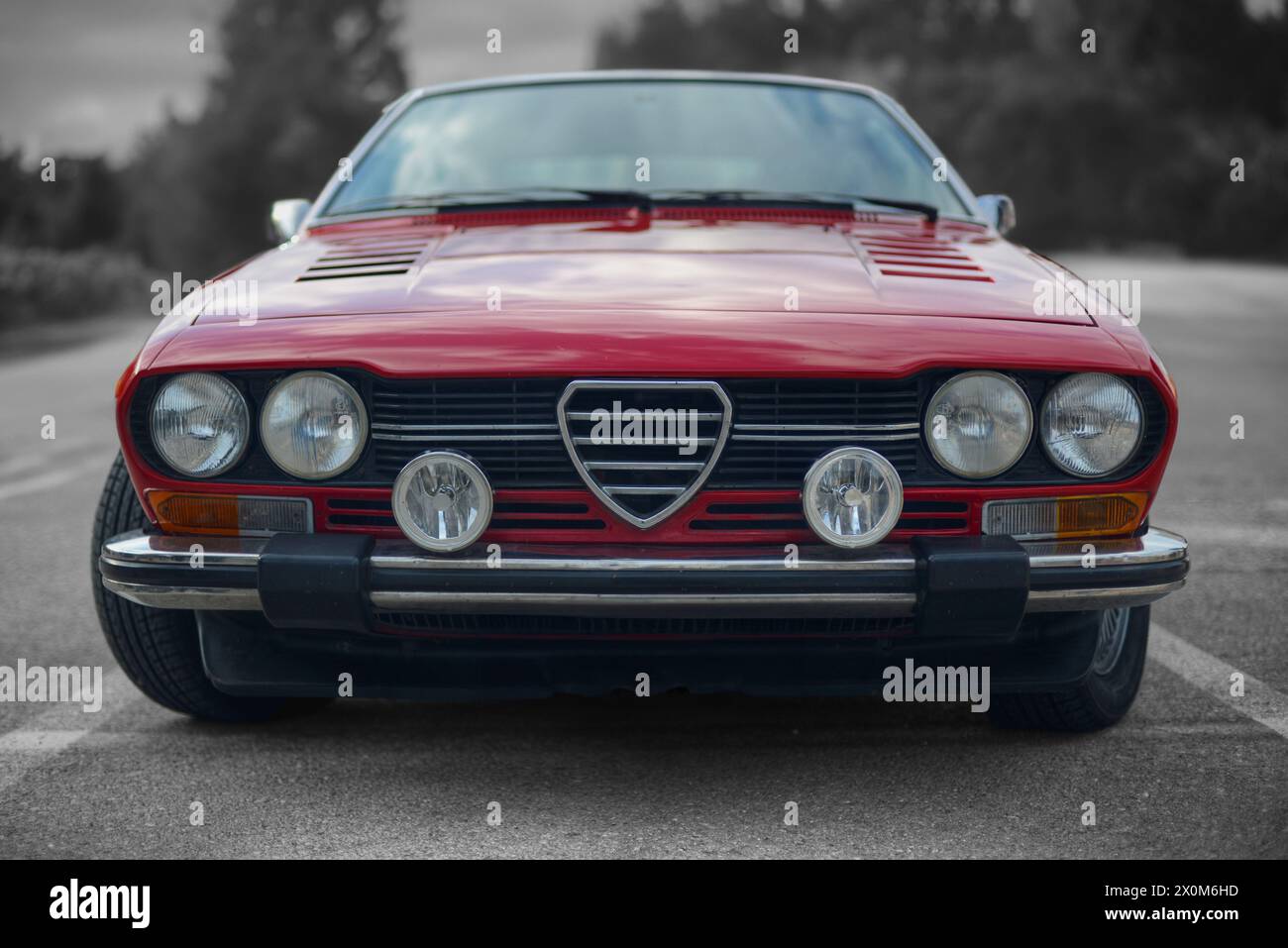 Une voiture de sport italienne rouge des années 70 Banque D'Images