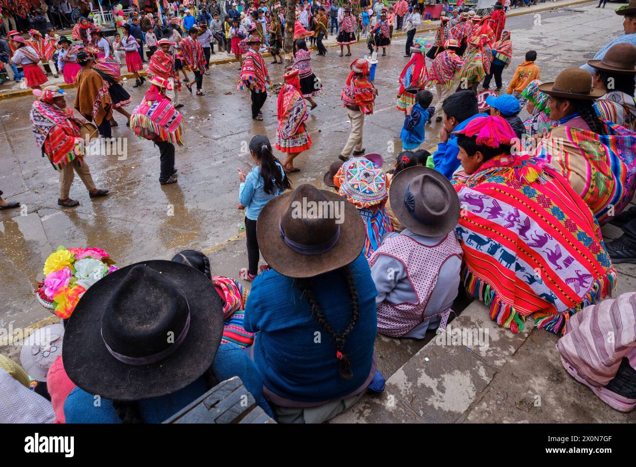 Pérou, province de Cuzco, ville de Lares, carnaval Banque D'Images