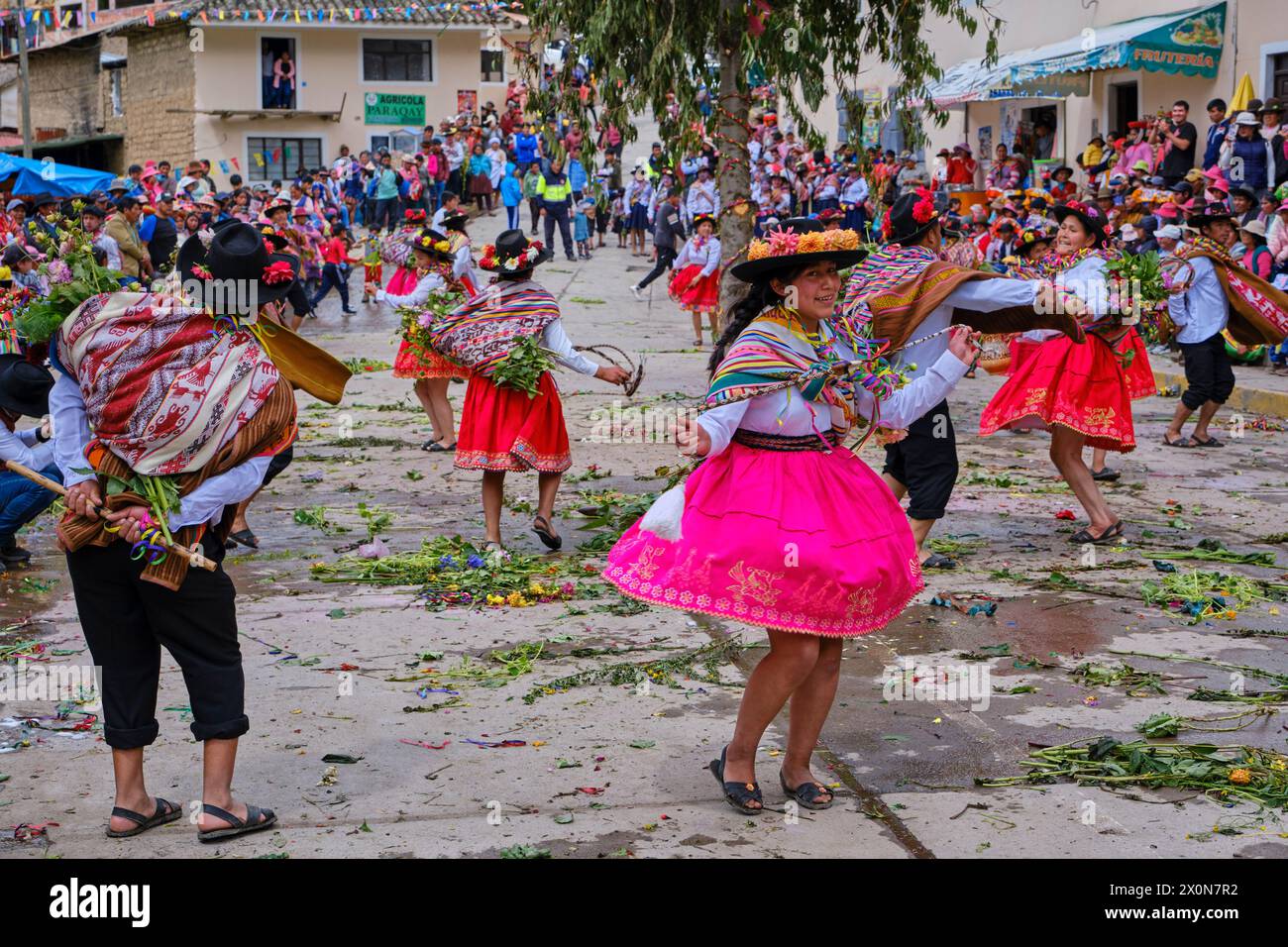 Pérou, province de Cuzco, ville de Lares, carnaval Banque D'Images