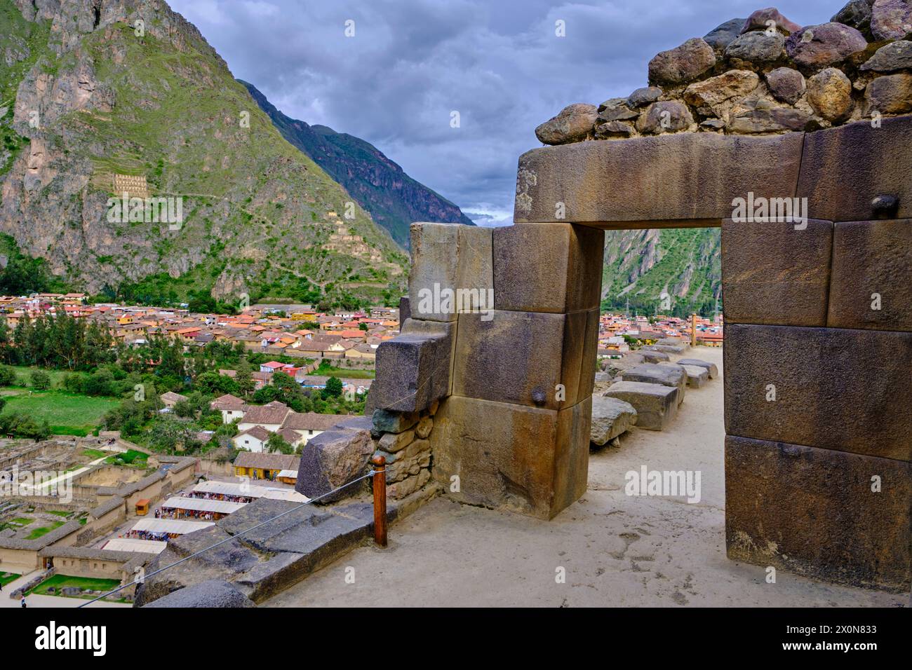 Pérou, province de Cuzco, la vallée sacrée des Incas, Ollantaytambo, le site archéologique inca d'Ollantaytambo Banque D'Images