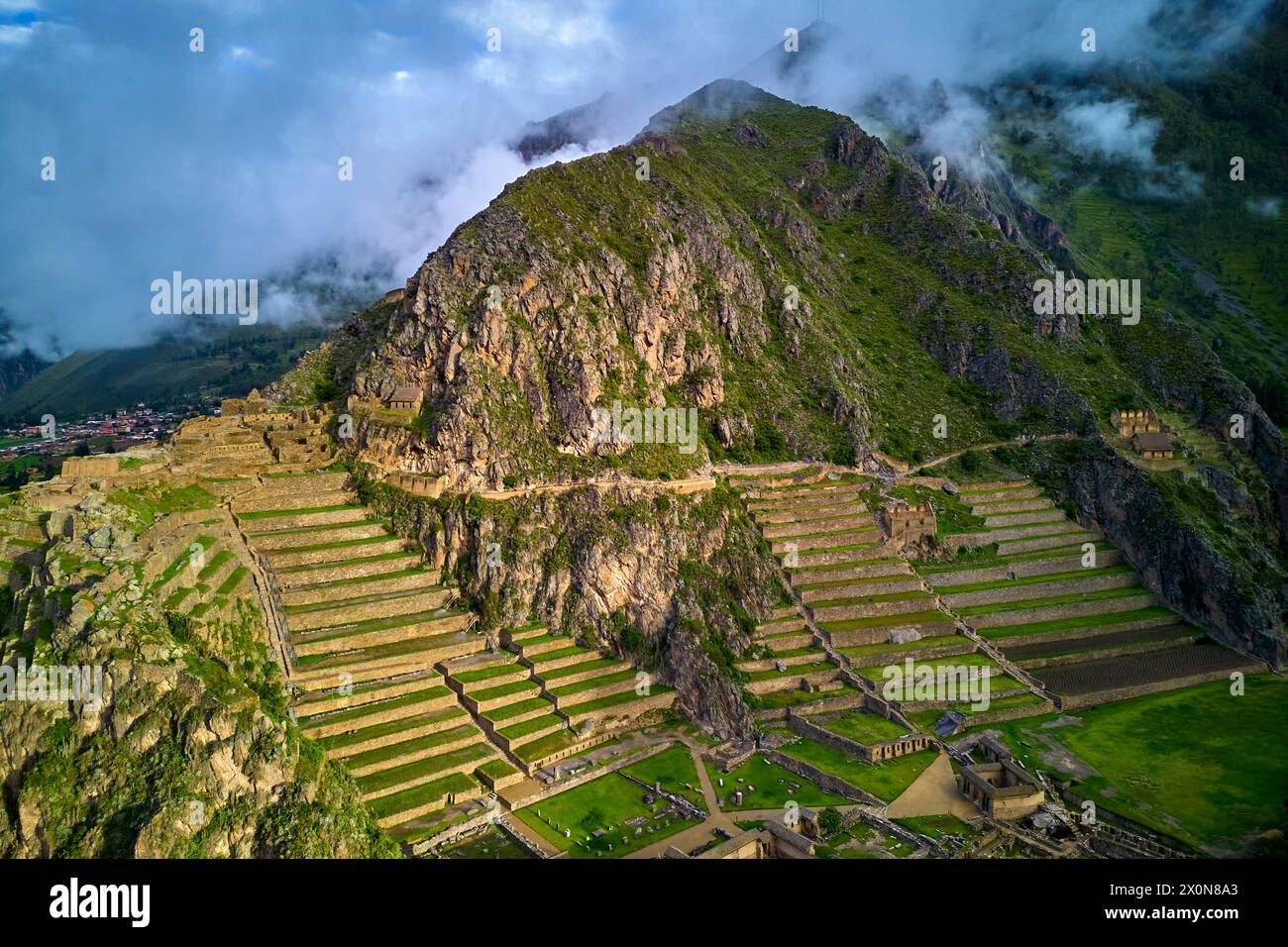 Pérou, province de Cuzco, la vallée sacrée des Incas, Ollantaytambo, le site archéologique inca d'Ollantaytambo Banque D'Images