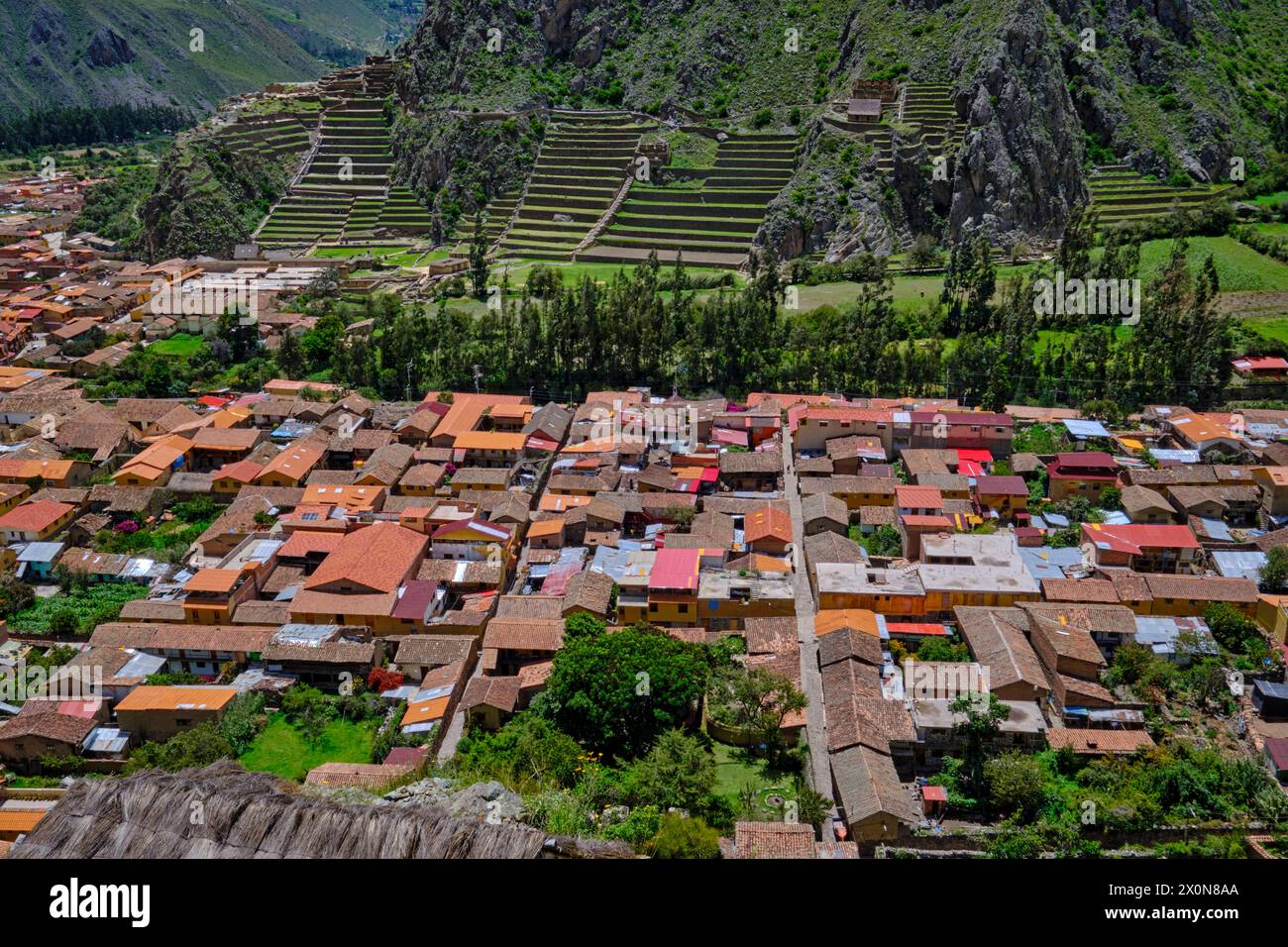Pérou, province de Cuzco, la vallée sacrée des Incas, ville d'Ollantaytambo, Banque D'Images