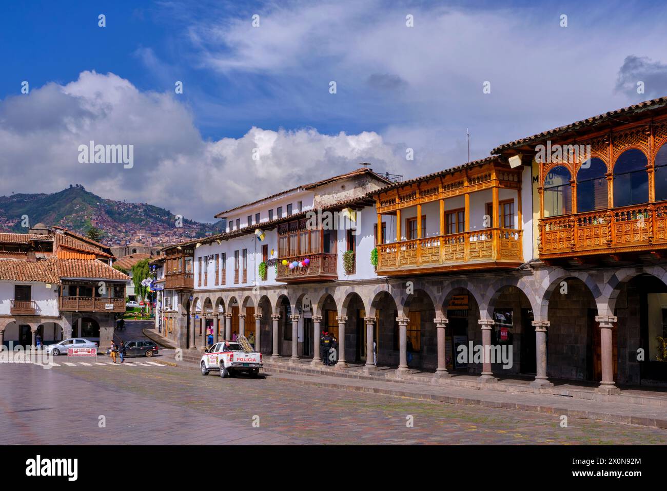 Pérou, province de Cuzco, Cuzco, classé au patrimoine mondial de l'UNESCO, Plaza de Armas Banque D'Images