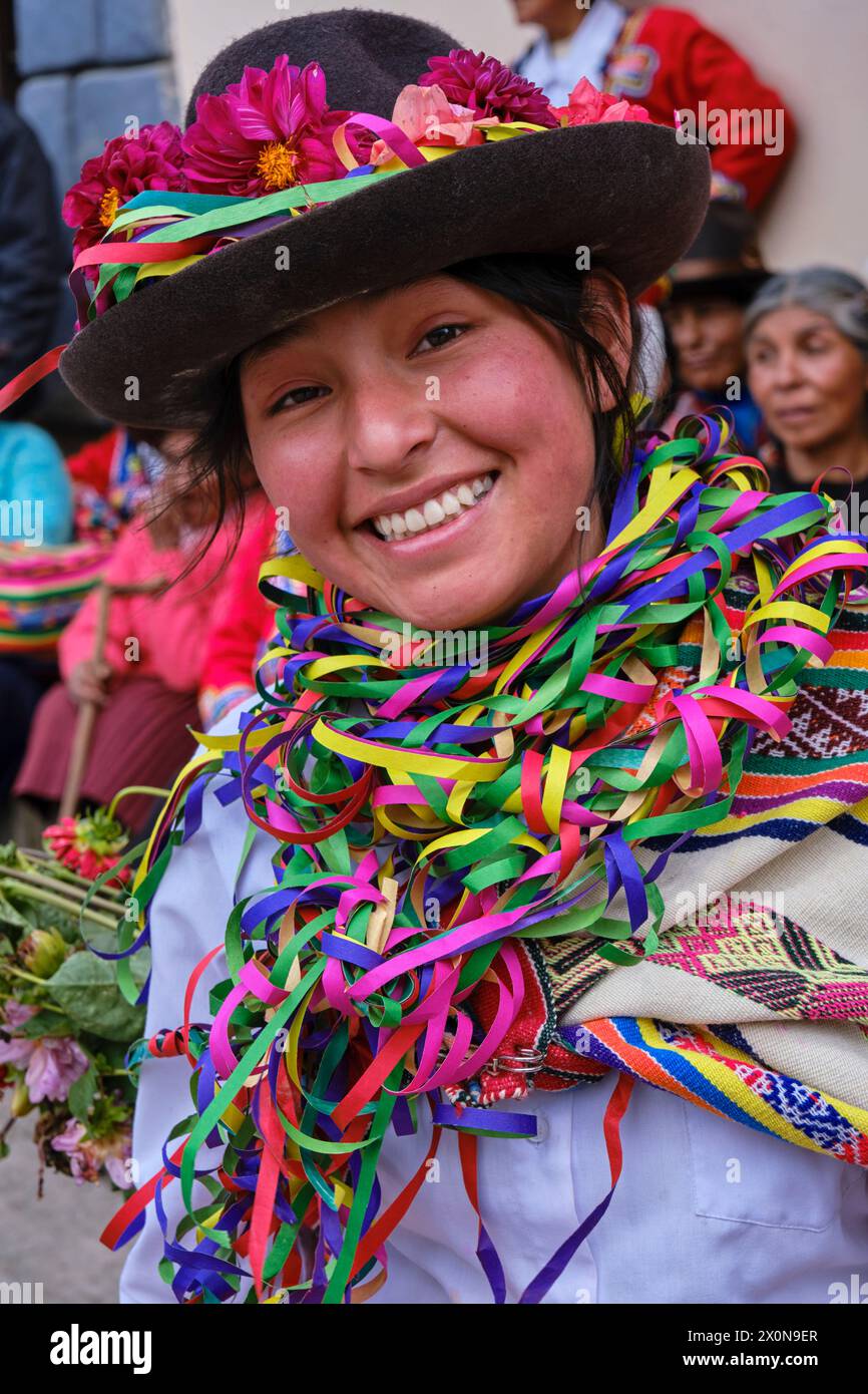 Pérou, province de Cuzco, ville de Lares, carnaval Banque D'Images