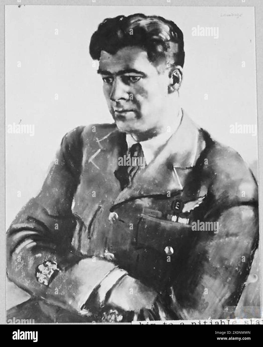 L'adjudant N.C. Jackson décerne la Croix de Victoria pour sa bravoure remarquable en tant qu'ingénieur de vol sur un bombardier Lancaster lors du raid de Schweinfurt le 26 avril 1944. Banque D'Images