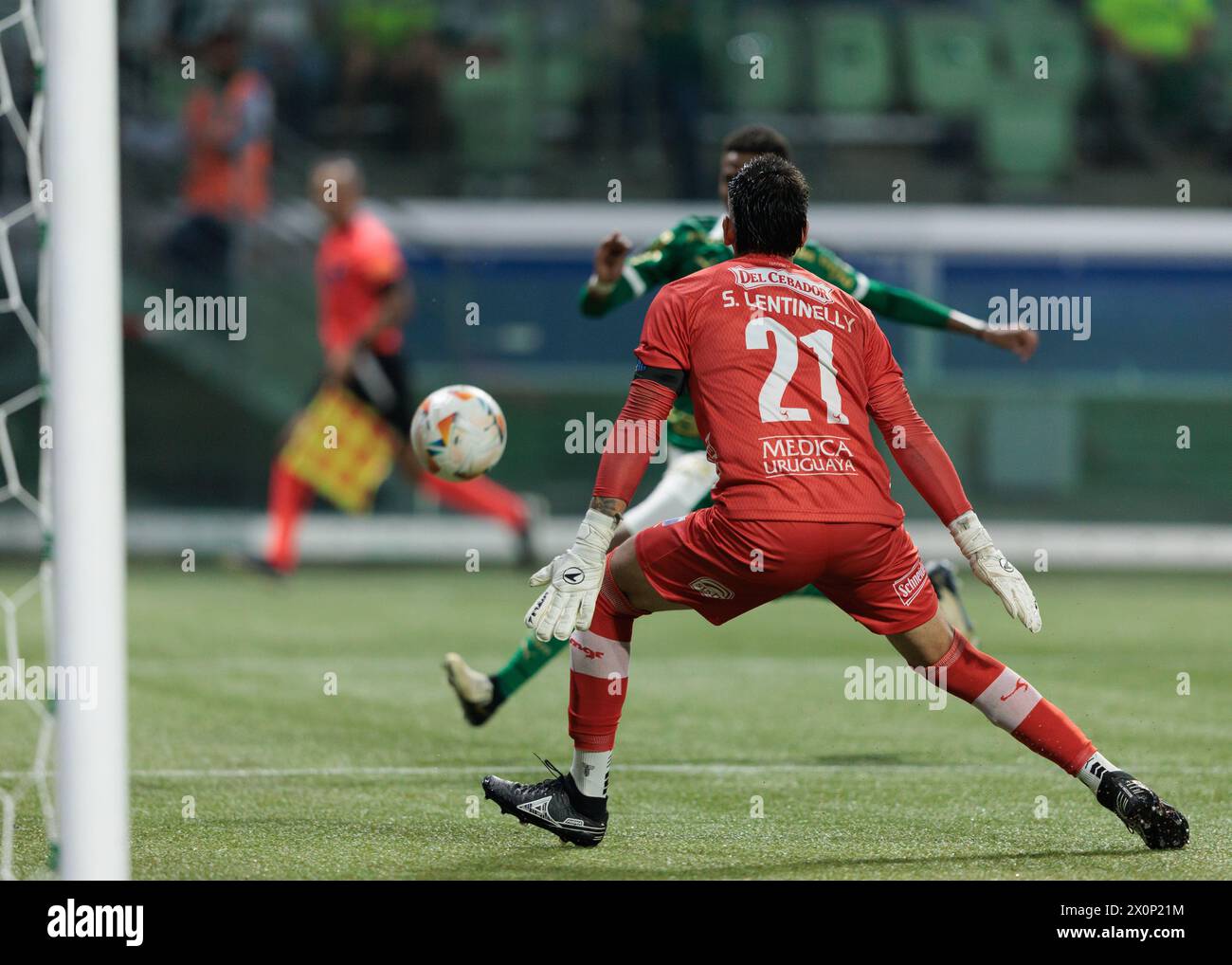 São Paulo (SP), 11.04.2024 - Football / Palmeiras (BRA) x Liverpool (URU) - gardien de but Lentinelli, pendant le match entre Palmeiras et Liverpool, val Banque D'Images